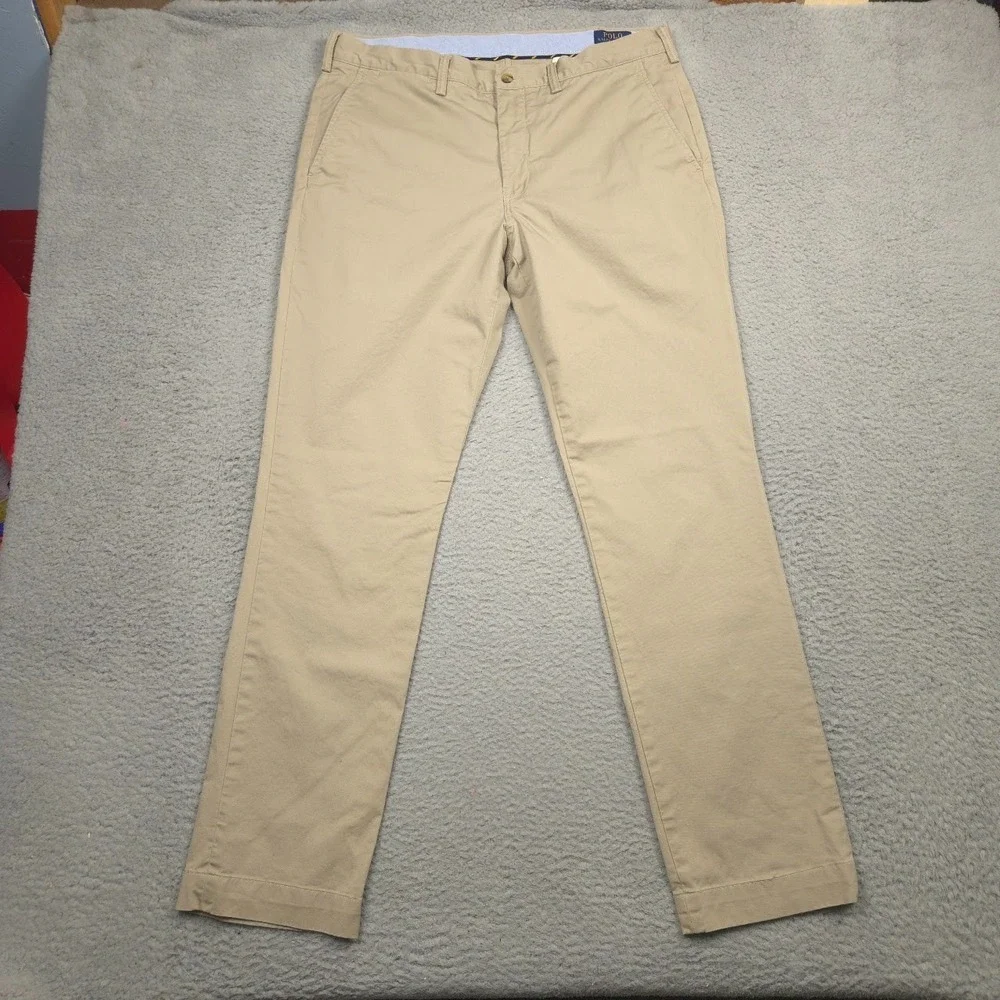 Polo Ralph Lauren Stretch Straight Fit‎ Khaki Chino Pants 36x33 Cotton